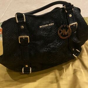 Michael Kors Black Snakeskin Shoulder Bag